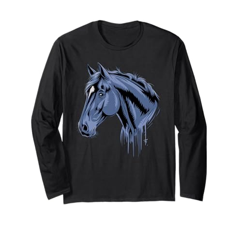 Pferd Tshirt Männer Frauen Blau Animal School Sport Fan Langarmshirt Pferd Tshirt Männer Frauen Blau Animal School Sport Fan Langarmshirt von Pferd TShirt Männer Frauen Tiere Sport