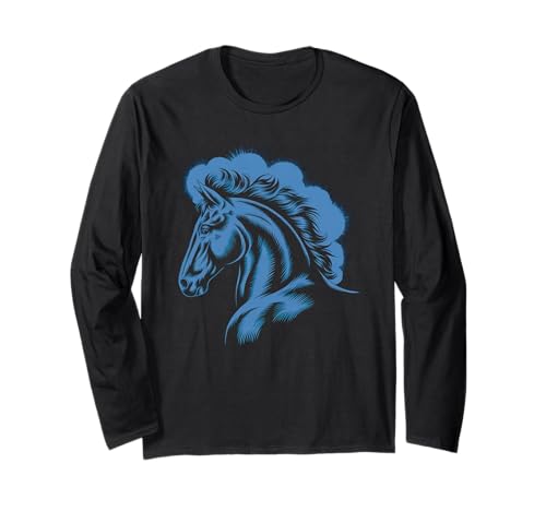 Pferd Tshirt Männer Frauen Blau Animal School Sport Fan Langarmshirt Pferd Tshirt Männer Frauen Blau Animal School Sport Fan Langarmshirt von Pferd TShirt Männer Frauen Tiere Sport
