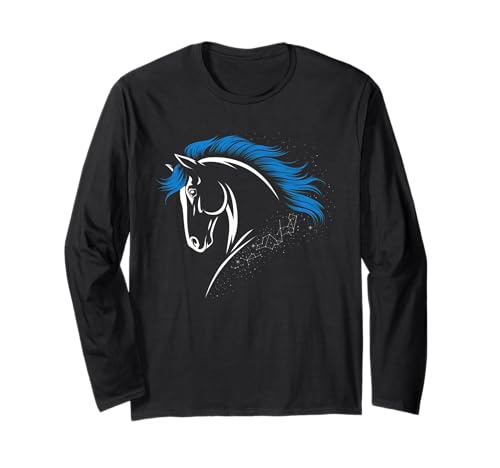 Pferd Tshirt Männer Frauen Blau Animal School Sport Fan Langarmshirt Pferd Tshirt Männer Frauen Blau Animal School Sport Fan Langarmshirt von Pferd TShirt Männer Frauen Tiere Sport