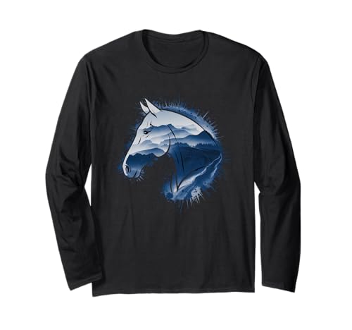 Pferd Tshirt Männer Frauen Blau Animal School Sport Fan Langarmshirt Pferd Tshirt Männer Frauen Blau Animal School Sport Fan Langarmshirt von Pferd TShirt Männer Frauen Tiere Sport