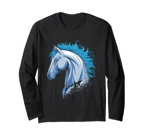 Pferd Tshirt Männer Frauen Blau Animal School Sport Fan Langarmshirt Pferd Tshirt Männer Frauen Blau Animal School Sport Fan Langarmshirt von Pferd TShirt Männer Frauen Tiere Sport