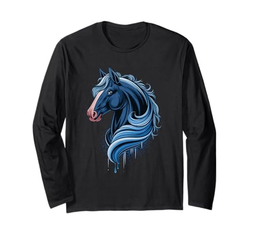 Pferd Tshirt Männer Frauen Blau Animal School Sport Fan Langarmshirt Pferd Tshirt Männer Frauen Blau Animal School Sport Fan Langarmshirt von Pferd TShirt Männer Frauen Tiere Sport