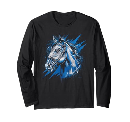 Pferd Tshirt Männer Frauen Blau Animal School Sport Fan Langarmshirt Pferd Tshirt Männer Frauen Blau Animal School Sport Fan Langarmshirt von Pferd TShirt Männer Frauen Tiere Sport