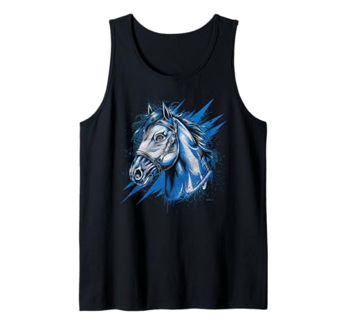 Pferd Tshirt Männer Frauen Blau Animal School Sport Fan Tank Top von Pferd TShirt Männer Frauen Tiere Sport