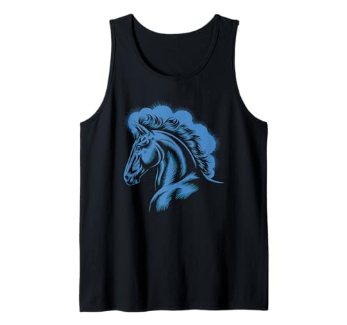 Pferd Tshirt Männer Frauen Blau Animal School Sport Fan Tank Top von Pferd TShirt Männer Frauen Tiere Sport