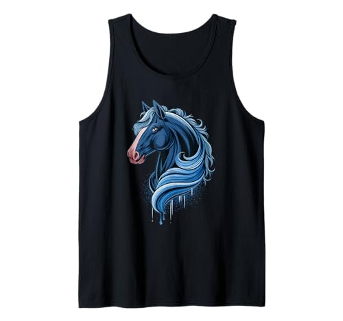 Pferd Tshirt Männer Frauen Blau Animal School Sport Fan Tank Top von Pferd TShirt Männer Frauen Tiere Sport