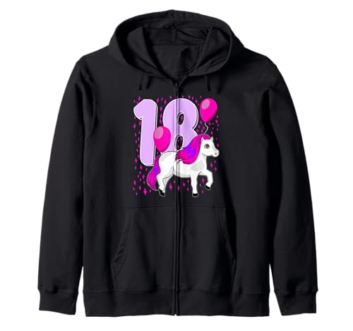 Kinder Geburtstagsshirt 18. Geburtstag Pferde Mädchen Kapuzenjacke Kinder Geburtstagsshirt 18. Geburtstag Pferde Mädchen Kapuzenjacke von Pferde 18 Jahre Mädchen Geburtstag Geschenk