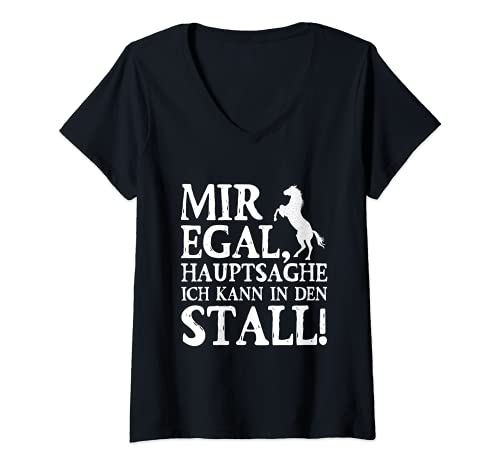 Damen Reiten Mir Egal Hauptsache Ich Kann In Den Stall Pferde T-Shirt mit V-Ausschnitt von Pferde Geschenkidee Reiter Dressur Stall Reiter