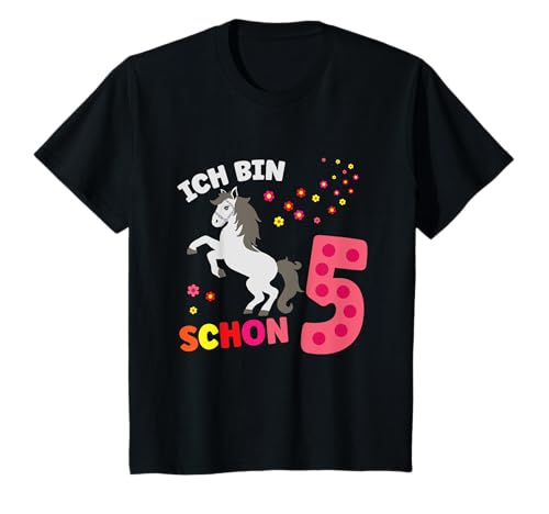 Mädchen Ich bin 5 Jahre alt 5. Geburtstag Pferd Reiten T-Shirt von Pferde Mädchen Geschenke zum 5. Geburtstag