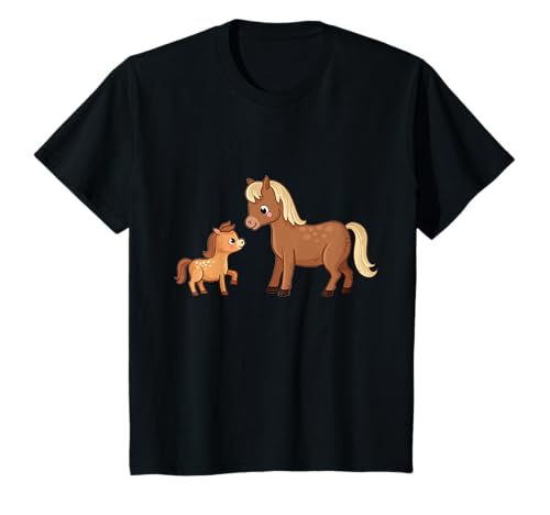 Kindermotiv Pferd mit Fohlen, Mädchen reiten, Kinder T-Shirt von Pferde Motive Kinder Mädchen reiten Pferd Reiter