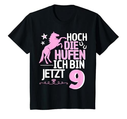 Hoch die Hufen 9 Jahre 9. Geburtstag Pferde Reiten Mädchen T-Shirt Hoch die Hufen 9 Jahre 9. Geburtstag Pferde Reiten Mädchen T-Shirt von Pferde Reiten & Reiterin Mädchen Kindergeburtstag