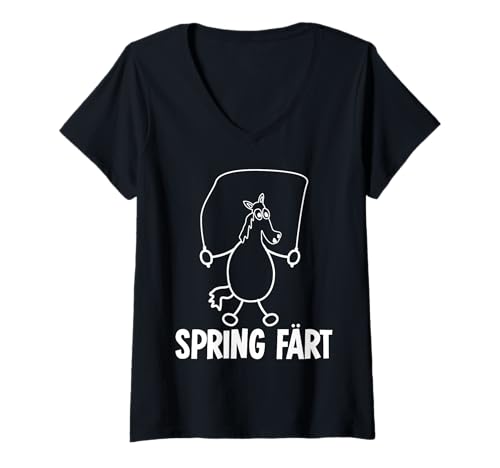 Damen Pferd Färt Reiten Springpferd Reitsport T-Shirt mit V-Ausschnitt Damen Pferd Färt Reiten Springpferd Reitsport T-Shirt mit V-Ausschnitt von Pferde Reiten & Reitsport für Reiter mit Pferd