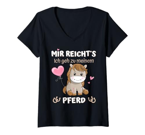 Damen Pferde - Mir reichts ich GEH zu Meinem Pferd - Reiterin T-Shirt mit V-Ausschnitt Damen Pferde - Mir reichts ich GEH zu Meinem Pferd - Reiterin T-Shirt mit V-Ausschnitt von Pferde Reiterin Stallliebe Pferdeliebe