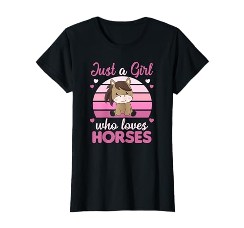 Just a girl who loves Horses süßes Pferd für Mädchen T-Shirt von Pferde süße Tiere Herzen Liebe Reiterin