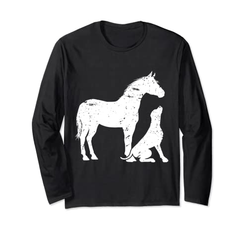 HUND PFERD Besitzer | Pferde Hunde Design für Damen Geschenk Langarmshirt von Pferde und Hunde Reiterin und Reiter Geschenke