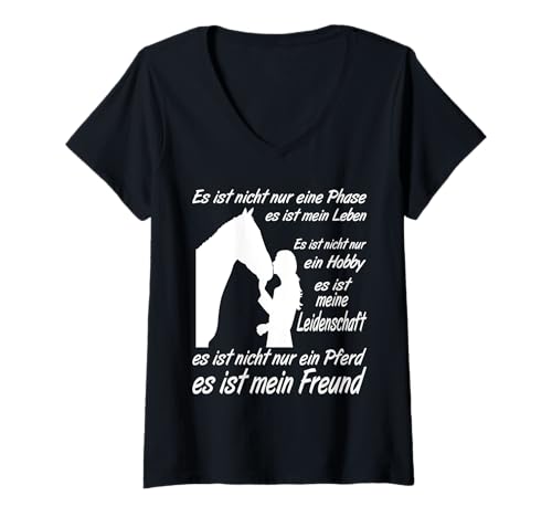Damen Pferdefan Mädchen für das Pferd zum Reiten für den Reitsport T-Shirt mit V-Ausschnitt von Pferde zubehör Mädchen für das Pferd Geschenk