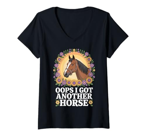 Damen Oops I Got Another Horse T-Shirt mit V-Ausschnitt Damen Oops I Got Another Horse T-Shirt mit V-Ausschnitt von Pferdebesitzer Reiter Reitsport