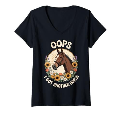 Damen Oops I Got Another Horse T-Shirt mit V-Ausschnitt Damen Oops I Got Another Horse T-Shirt mit V-Ausschnitt von Pferdebesitzer Reiter Reitsport
