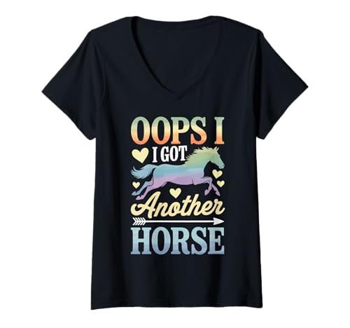 Damen Oops I Got Another Horse T-Shirt mit V-Ausschnitt von Pferdebesitzer Reiter Reitsport