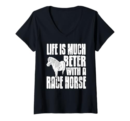 Damen Tage Mit Rennpferd Sind Besser Für Mich T-Shirt mit V-Ausschnitt Damen Tage Mit Rennpferd Sind Besser Für Mich T-Shirt mit V-Ausschnitt von Pferdefreunde Mit Herz Und Geschwindigkeit
