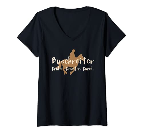 Damen Buschreiter T-Shirt T-Shirt mit V-Ausschnitt Damen Buschreiter T-Shirt T-Shirt mit V-Ausschnitt von Pferdefreundin Shirts