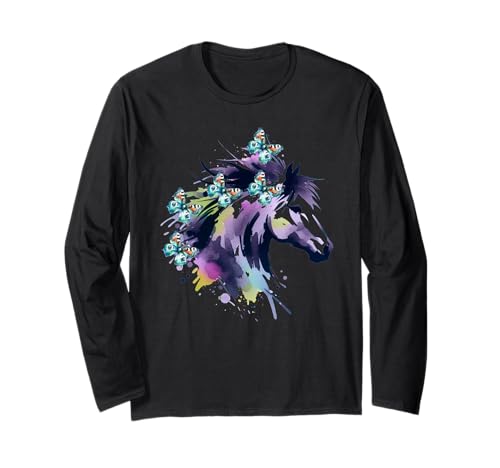 Pferd Pferde Teenie Mädchen Schmetterlinge Schmetterling Langarmshirt von Pferdekopf Pferd Pferde