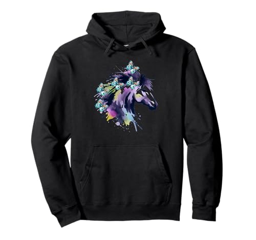 Pferd Pferde Teenie Mädchen Schmetterlinge Schmetterling Pullover Hoodie von Pferdekopf Pferd Pferde