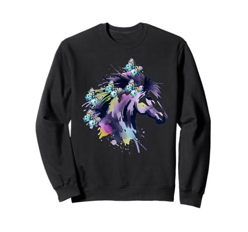 Pferd Pferde Teenie Mädchen Schmetterlinge Schmetterling Sweatshirt von Pferdekopf Pferd Pferde