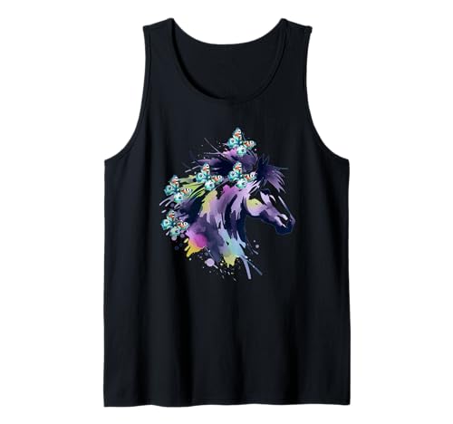 Pferd Pferde Teenie Mädchen Schmetterlinge Schmetterling Tank Top von Pferdekopf Pferd Pferde