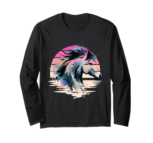 Pferde Mädchen Pferd Kinder Langarmshirt von Pferdekopf Pferd Pferde