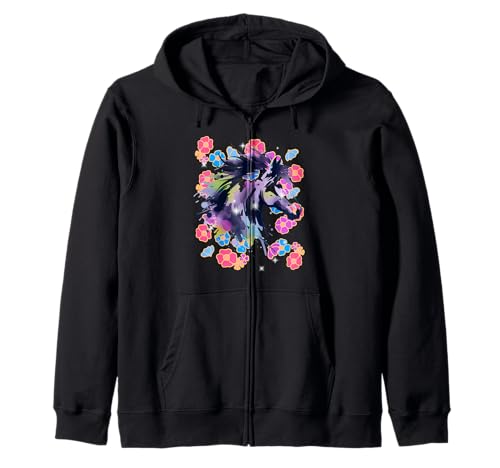 Retro Blumen Vintage Pferd Pferde Mädchen 60er 80er Kapuzenjacke von Pferdekopf Pferd Pferde