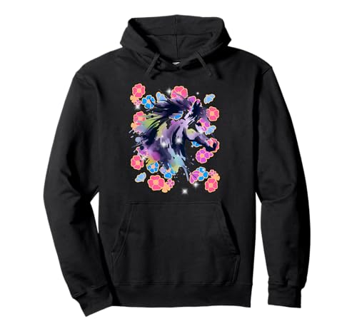 Retro Blumen Vintage Pferd Pferde Mädchen 60er 80er Pullover Hoodie von Pferdekopf Pferd Pferde