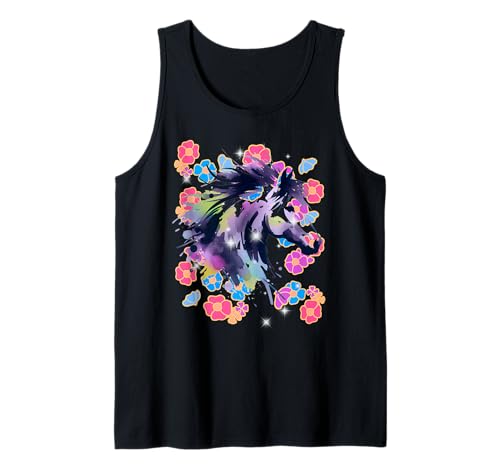 Retro Blumen Vintage Pferd Pferde Mädchen 60er 80er Tank Top von Pferdekopf Pferd Pferde