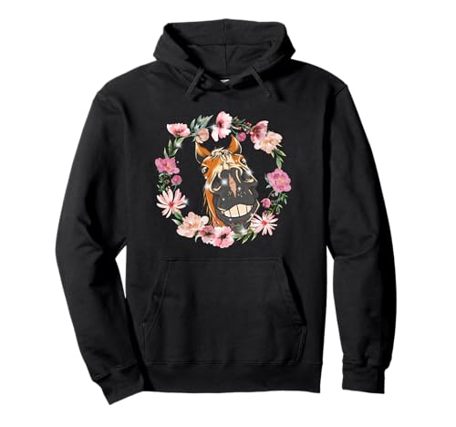Sommer Blumen Pferd Pferde Mädchen Geburtstag Kinder Pullover Hoodie von Pferdekopf Pferd Pferde