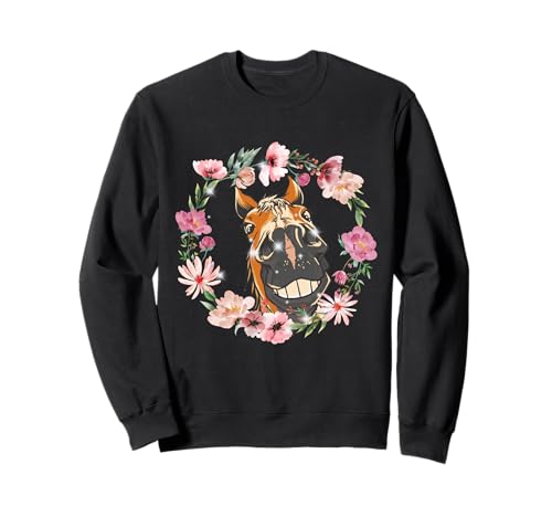 Sommer Blumen Pferd Pferde Mädchen Geburtstag Kinder Sweatshirt von Pferdekopf Pferd Pferde