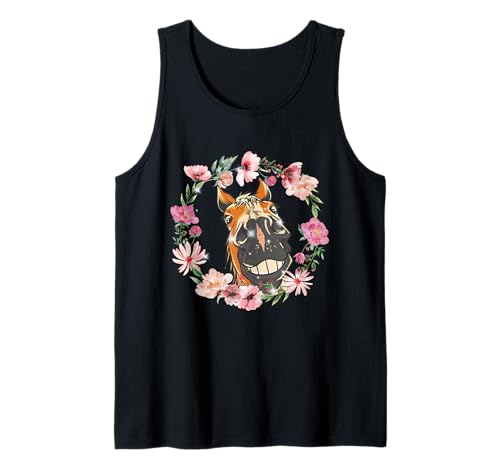 Sommer Blumen Pferd Pferde Mädchen Geburtstag Kinder Tank Top von Pferdekopf Pferd Pferde