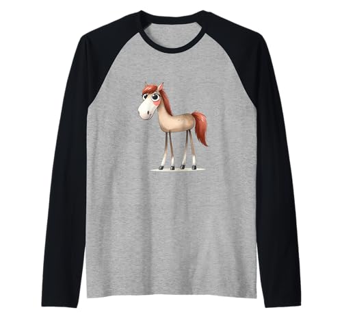 süßes Pferd Pferde Kinder Kind Pony Kleinkinder Mädchen Raglan von Pferdekopf Pferd Pferde