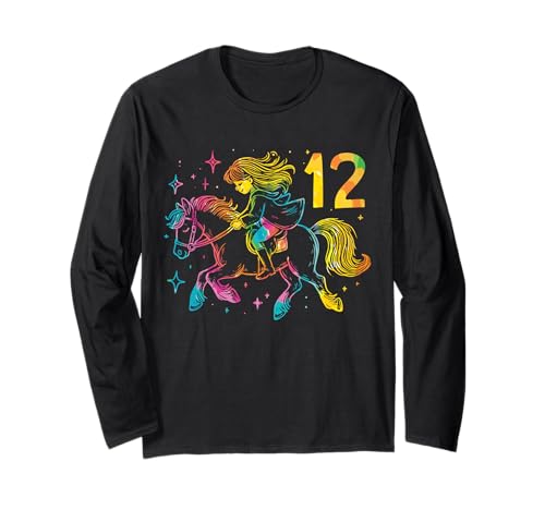 12. Geburtstag Pferde Mädchen Reiterin Geschenk 12 Jahre alt Langarmshirt von Pferdeliebe Mädchen Reiterin Geburtstagsgeschenke