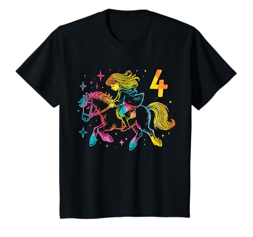 Kinder 4. Geburtstag Pferde Mädchen Reiterin Geschenk 4 Jahre alt T-Shirt von Pferdeliebe Mädchen Reiterin Geburtstagsgeschenke