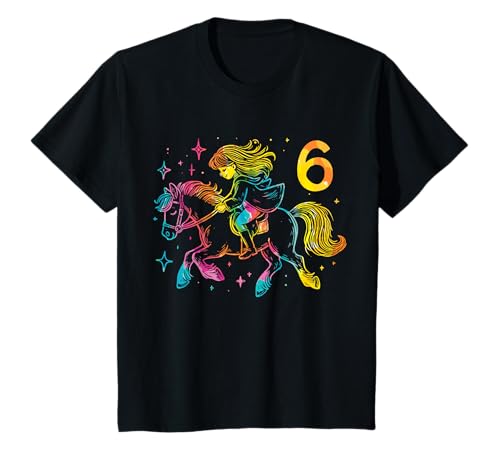 Kinder 6. Geburtstag Pferde Mädchen Reiterin Geschenk 6 Jahre alt T-Shirt von Pferdeliebe Mädchen Reiterin Geburtstagsgeschenke