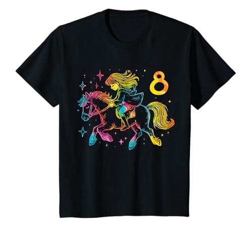 Kinder 8. Geburtstag Pferde Mädchen Reiterin Geschenk 8 Jahre alt T-Shirt von Pferdeliebe Mädchen Reiterin Geburtstagsgeschenke