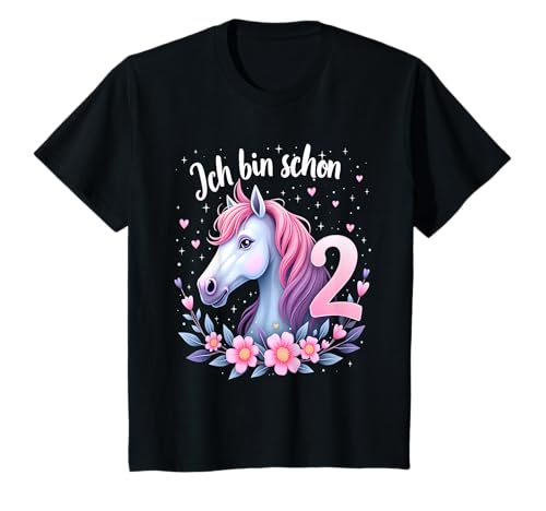 Süßes Pferde Design für 2. Geburtstag Mädchen Party T-Shirt von Pferdeliebe Reitmädchen Pferd Kindergeburtstag