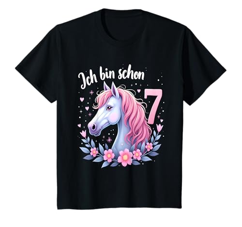 Süßes Pferde Design für 7. Geburtstag Mädchen Party T-Shirt von Pferdeliebe Reitmädchen Pferd Kindergeburtstag