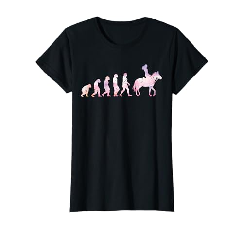 Pferdesport Pferde Evolution Reiten Damen Mädchen Reiterin T-Shirt von Pferdeliebhaber Pferde zum Reiten Mädchen Frauen