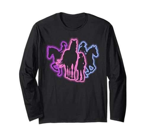 Pferd reiten Reiterin Reitsport Silhouetten Mädchen Pferde Langarmshirt Pferd reiten Reiterin Reitsport Silhouetten Mädchen Pferde Langarmshirt von Pferdeliebhaber und Reiterin Pferdesport Designs