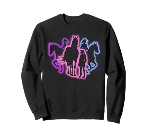Pferd reiten Reiterin Reitsport Silhouetten Mädchen Pferde Sweatshirt von Pferdeliebhaber und Reiterin Pferdesport Designs