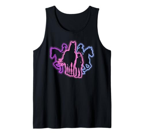 Pferd reiten Reiterin Reitsport Silhouetten Mädchen Pferde Tank Top von Pferdeliebhaber und Reiterin Pferdesport Designs