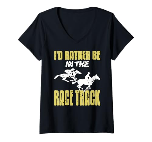 Damen Wünsche Mir Nervenkitzel auf der Rennbahn T-Shirt mit V-Ausschnitt von Pferdesportliebe für Reitbahn-Fans