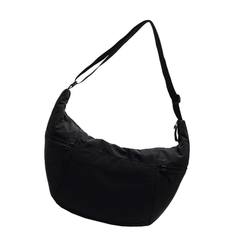 Modische Halbmond-Umhängetasche für Damen, lässige Umhängetasche, praktische Nylon-Umhängetaschen für den täglichen Bedarf, Damen-Nylon-Umhängetasche, Schwarz , One Size von Pffiocix
