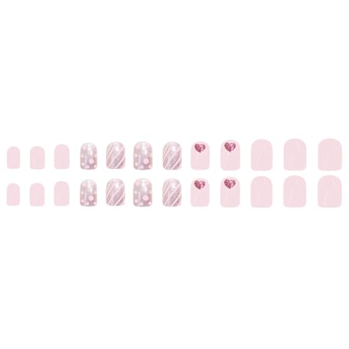 Pffiocix 24 Stück Valentinstag Glitzernde Herz Press on Nails Romance Designs Acryl Kunstnägel für Frauen aller Pffiocix 24 Stück Valentinstag Glitzernde Herz Press on Nails Romance Designs Acryl Kunstnägel für Frauen aller von Pffiocix